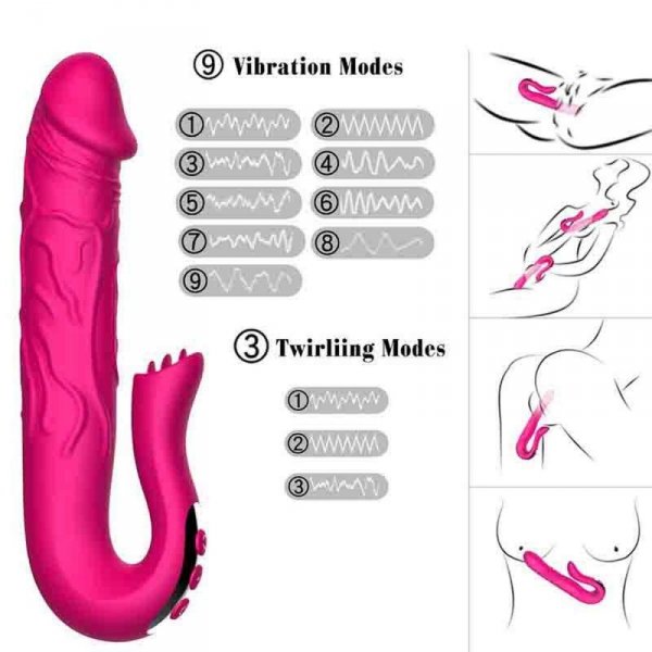 BossSeries Realistic Tongue Stimulating Dildo Vibrator-Realistyczny Wibrator Stymulujący Łechtaczkę