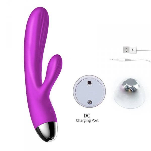 FOX Wibrator-Silicone Vibrator and Pulsator Purple USB 7+7 Function / Heating