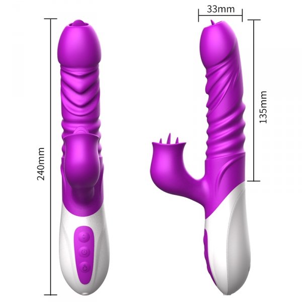 FOX Wibrator punktu G-Silicone Vibrator USB 10 Function and Thrusting Function / Heating