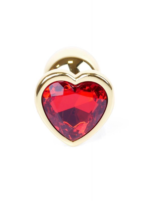 BossSeries Korek Analny -Jewellery Gold  Heart PLUG- Red