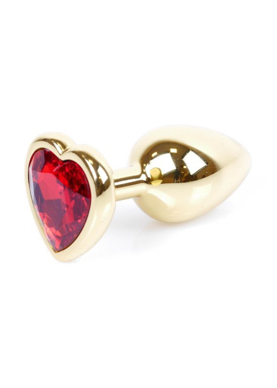 BossSeries Korek Analny -Jewellery Gold  Heart PLUG- Red