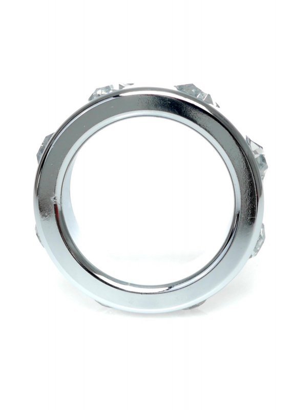 BossSeries Pierścień Erekcyjny-Metal Cock Ring with Cristal Diamonds Small