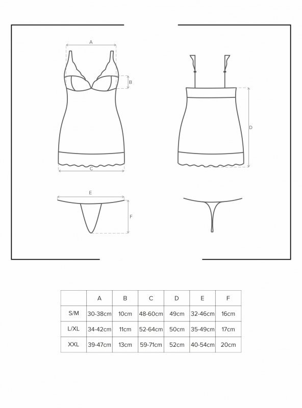 Obsessive 853-CHE-2 koszulka i stringi biała L/XL