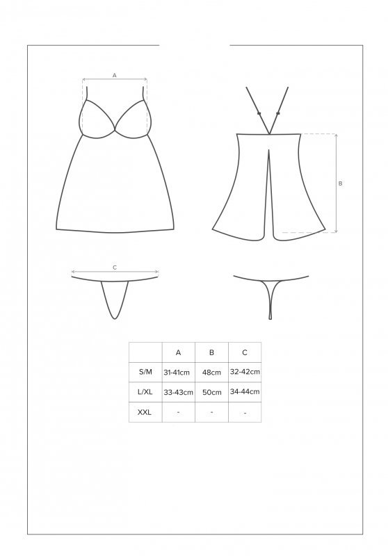 Obsessive BEHINDY Koszulka babydoll i stringi czarna L/XL