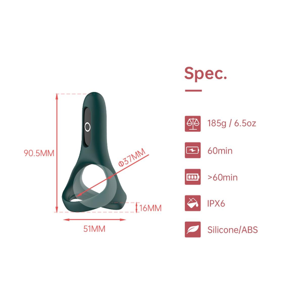 MAGIC MOTION Wibrujący Pierścień na APP  - Rise Smart Wearable Cockring Green