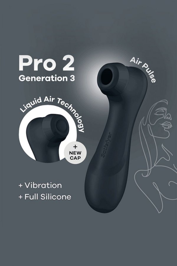 SATISFYER Masażer Łechtaczki Ssący APP - Pro 2 Generation 3with Liquid Air Technology, Vibration and Bluetooth/App black