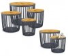 Beistelltisch Korbtisch mit Holzplatte Tisch 50L