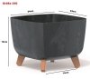 Blumentopf Schüssel mit Füßen Quadrat Pflanztopf Beton-Optik - 240 Creme