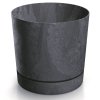 Blumentopf Blumenkübel Rund Beton Effect mit Untersetzer - 240 Anthrazit