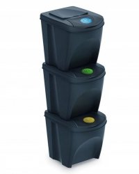 Mülleimer Abfalleimer Mülltrennsystem 3x25L Box Anthrazit