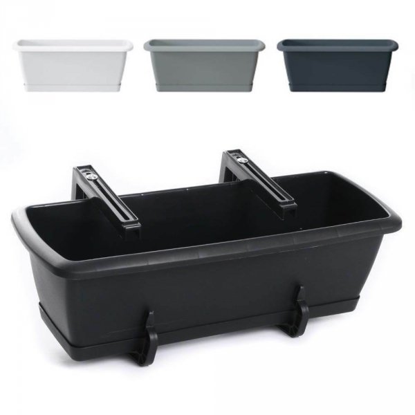 Balkonkasten Geländerkasten Blumentopf Respana Set 600 braun + Plastikhalterungen