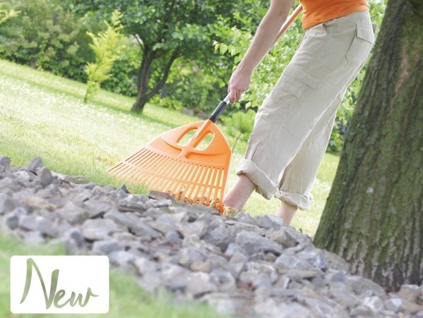 Gartenrechen Rechen Fächerbesen Laubbesen 182cm Landschaftsbesen - Orange