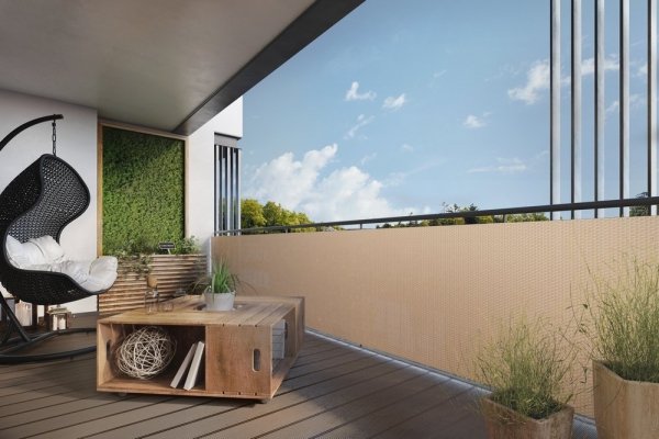 Sichtschutzmatte Balkonblende Balkonverkleidung Zaunblende Rattan - 90 cm Anthrazit