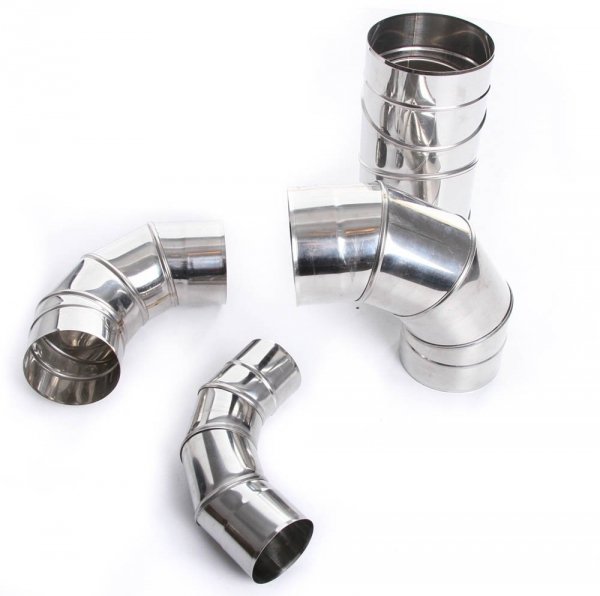Edelstahl Ofenknie Bogen 0-90° Knie 130mm