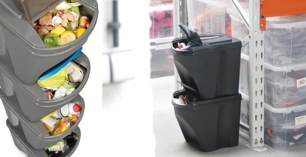 Mülleimer Abfalleimer Mülltrennsystem 3x25L Box Anthrazit