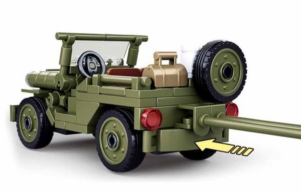 Klemmbausteine Spielbausteine Spielset Militär Bausatz - Auto Jeep mit Feldhaubitze  G158018 