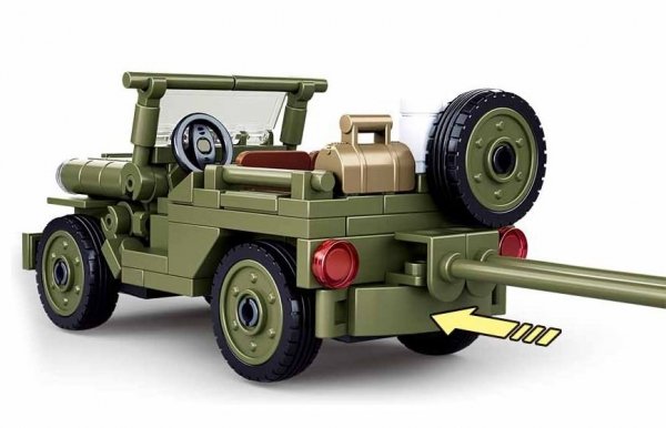 Klemmbausteine Spielbausteine Spielset Militär Bausatz - Auto Jeep mit Feldhaubitze  G158018 