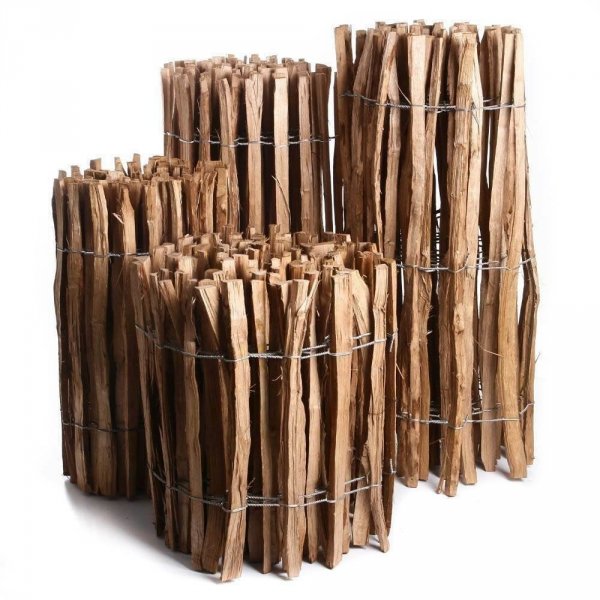 Staketenzaun Holzzaun Haselnussholz imprägniert - 0.8m x 5m, Lattenabstand 3-4cm