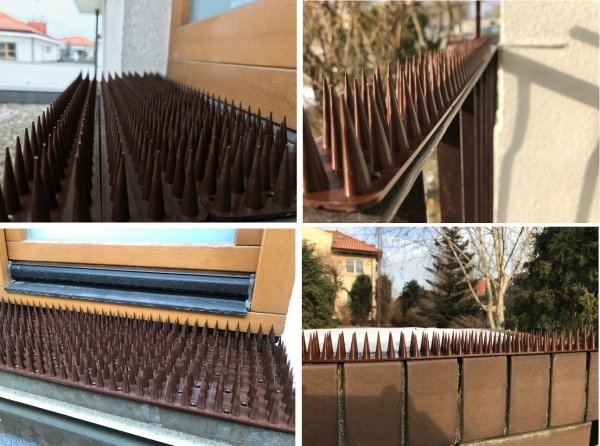 6x Vogelabwehr Spikes Kunststoff 3cm Tierabwehr Taubenspikes Vogelschutz 50cm - Schwarz