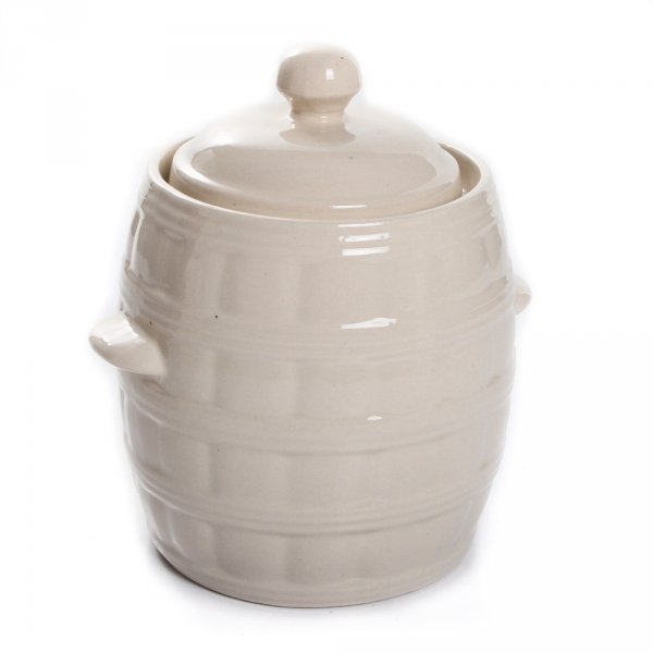 Sauerkrauttopf Keramikfass Einlegetopf Gurkentopf Creme Gärtopf 3,2L