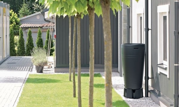 Regenwassertonne Regentonne Amphore Hahn 240L Welle-Design 3D Anthrazit
