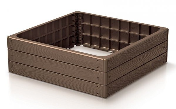 Hochbeet Gartenbeet Pflanzkasten Frühbeet Gemüsebeet aus Kunstoff -  Quadratisch Braun