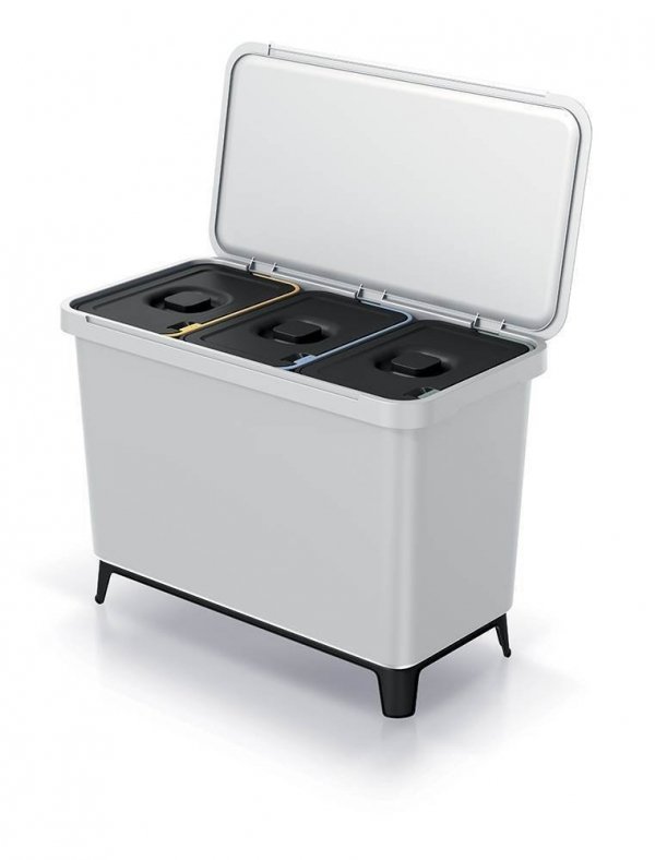 Mülleimer Abfalleimer Mülltrennsystem Müllsortierer - 3er Set - 3x 10L Aschgrau