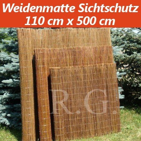 Weidenmatte Sichtschutz Rollzaun 110 cm x 500 cm