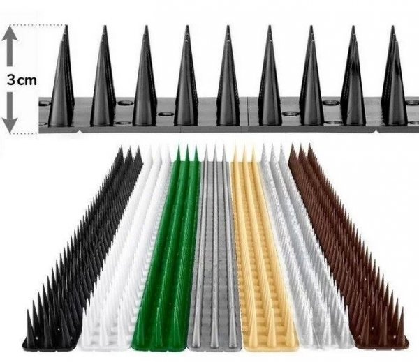 24x Vogelabwehr Spikes Kunststoff 3cm Tierabwehr Taubenspikes Vogelschutz 50cm - Grau