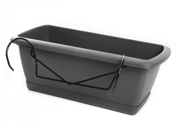 Balkonkasten Geländerkasten Blumentopf Respana Set 400 braun + Metalhalterungen