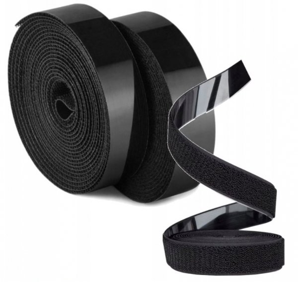 Klettverschluss Klettband Haken und Flauschband selbstklebend 20mm Schwarz - 1m 