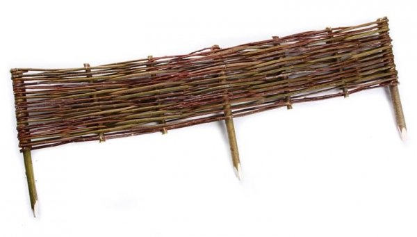 1x Weidenzaun Beeteinfassung Beetumrandung Rasenkante Palisade 100 x 20cm