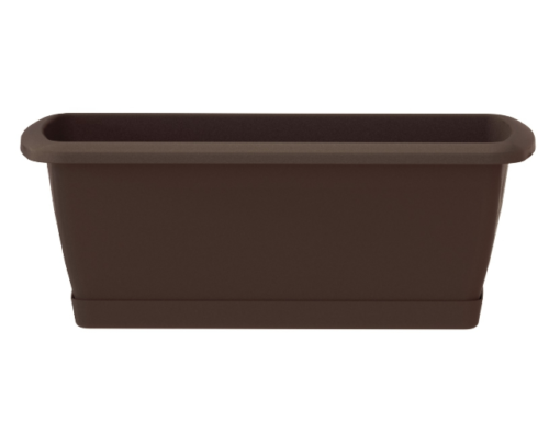 Balkonkasten Geländerkasten Blumentopf Respana Set 400 braun + Plastikhalterungen 