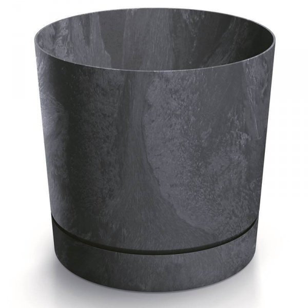 Blumentopf Blumenkübel Rund Beton Effect mit Untersetzer - 240 Anthrazit