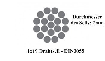 200m Stahlseil Drahtseil galvanisch verzinkt Seil Draht 2mm 1x19