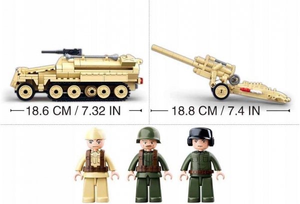 Klemmbausteine Spielbausteine Militär Auto Bausatz - WW II Deutsches Halbkettenfahrzeug mit Kanone 