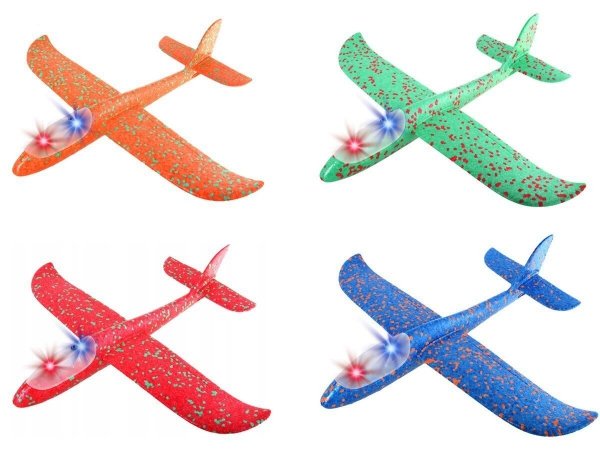 3x Styroporflugzeug Flugzeug Spielzeug LED Flieger Segelflugzeug Wurfgleiter