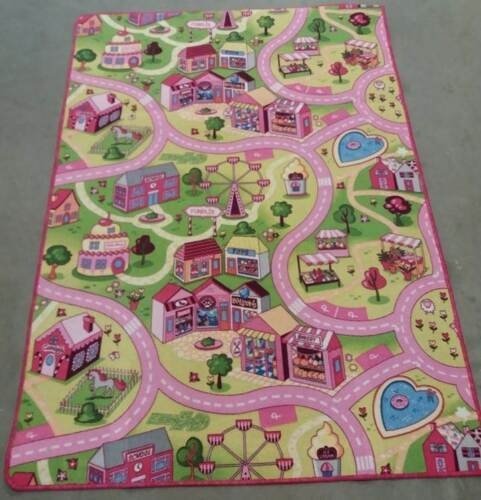 Kinderteppich Spielteppich Straßenteppich Stadt Mädchen Sweet City - 133x190cm