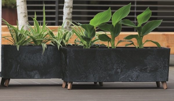 Blumenkasten Blumenkübel mit Füßen Pflanzkübel Beton Optik Übertopf 77cm - Beton
