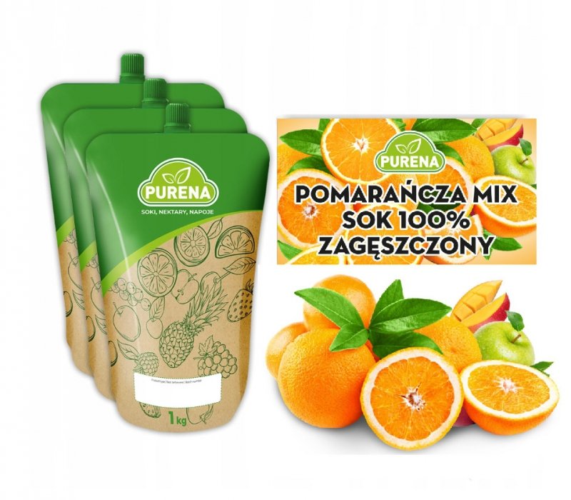 Sok pomarańczowy MIX 100% zagęszczony 3x1kg na 15l