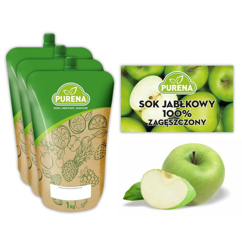 Sok jabłkowy 100% zagęszczony 3x1kg na 15l