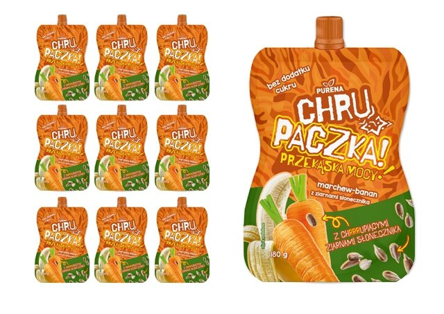 Chrupaczka przekąska marchew-banan ze słonecznikiem 180g x 10sztuk