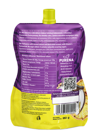 Chrupaczka przekąska ananas-kokos z wiórkami kokosowymi 180g x 10sztuk