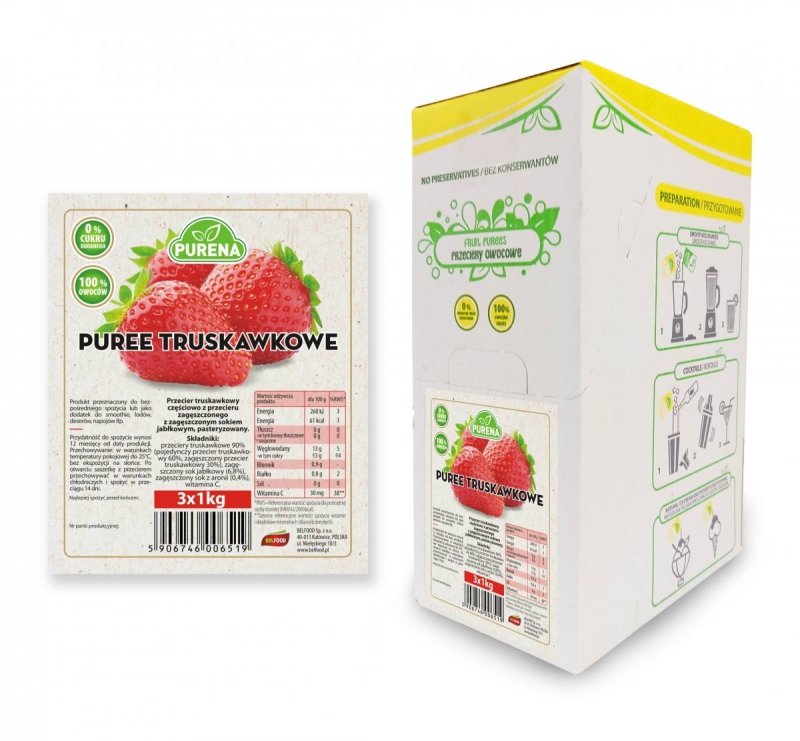 Pulpa puree przecier z truskawek 3x1kg