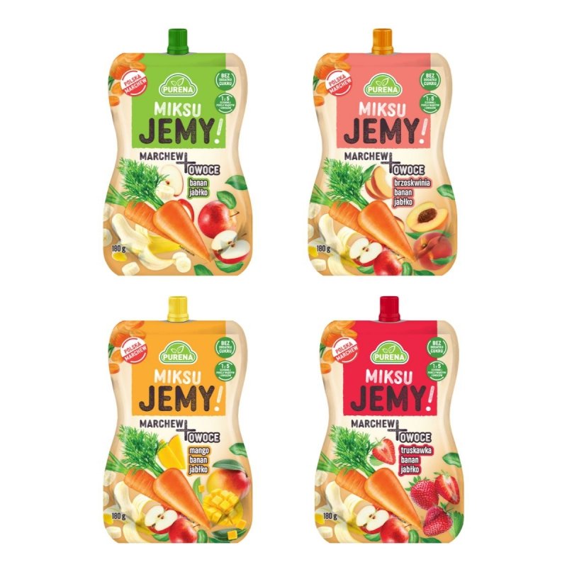 Mix przekąsek MiksuJEMY MARCHEW + owoce 180g x 4sztuki