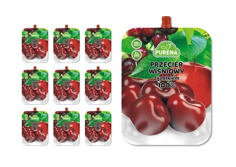Przecier mus owocowy 100% bez cukru wiśniowy z jabłkiem 250g x 10sztuk