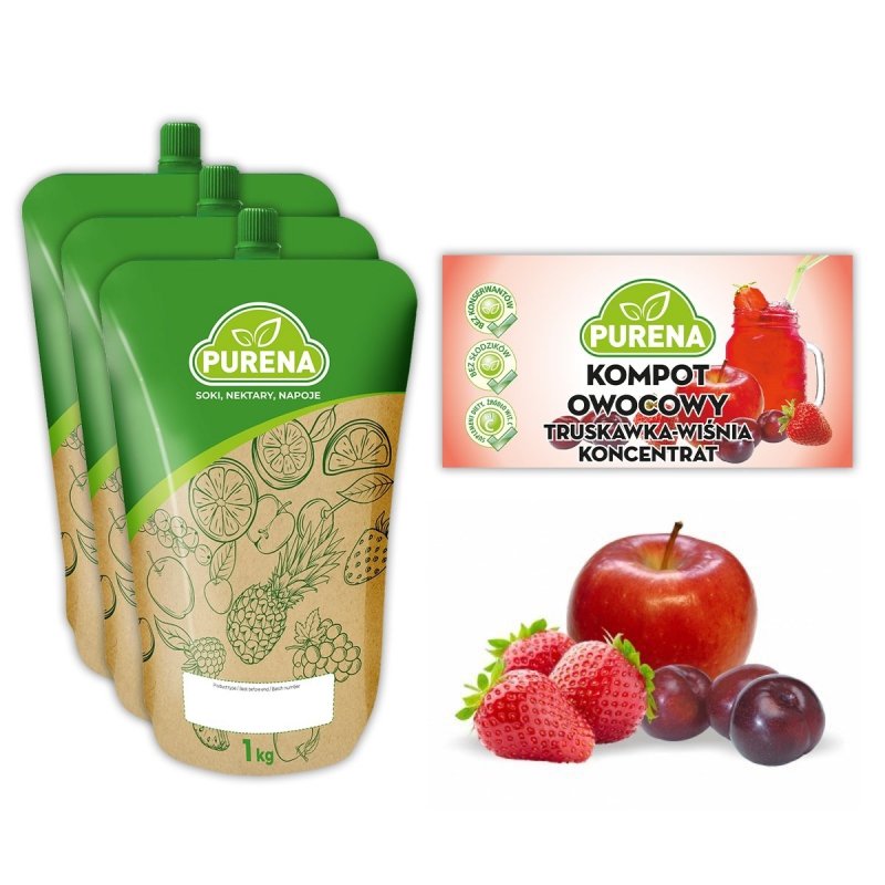 Kompot truskawka-wiśnia koncentrat 3x1kg na 18l