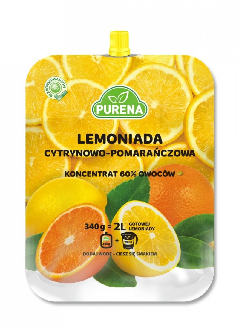 Koncentrat lemoniady, napoju, do saturatora cytryna-pomarańcza, bez konserwantów, naturalny 340g na 2l
