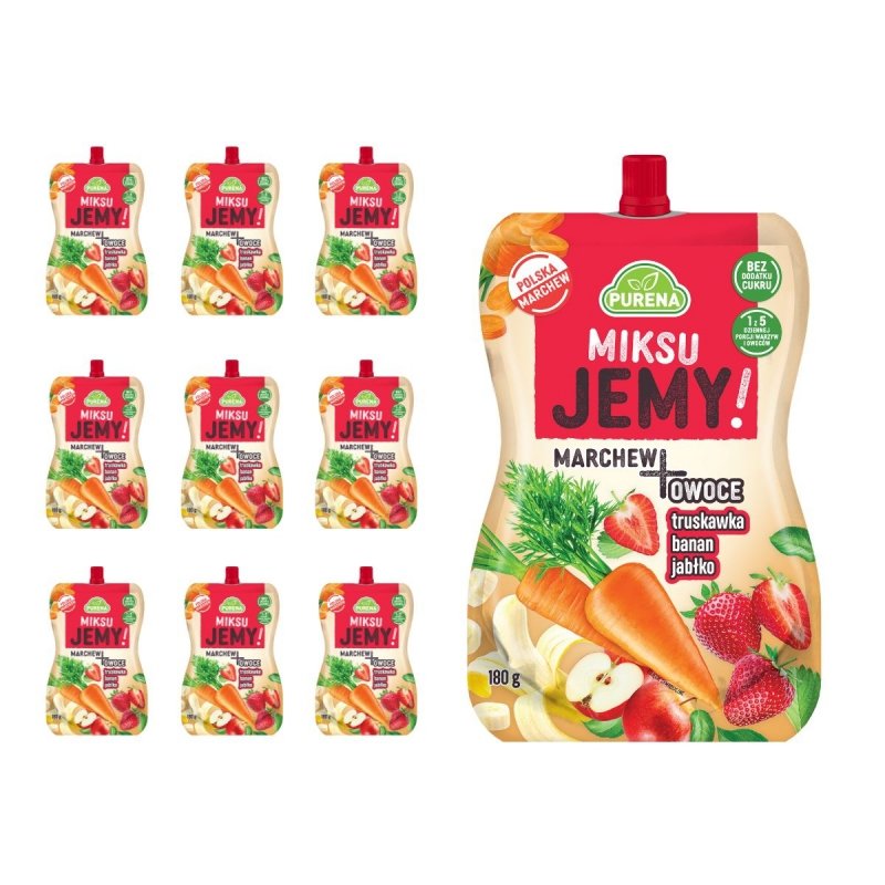 MiksuJEMY przekąska MARCHEW + truskawka-banan-jabłko 180g x 10sztuk