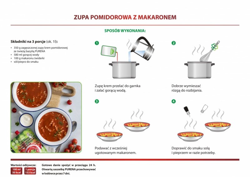 Zupa krem pomidorowa zagęszczona 350g +350g  = 2 porcje 